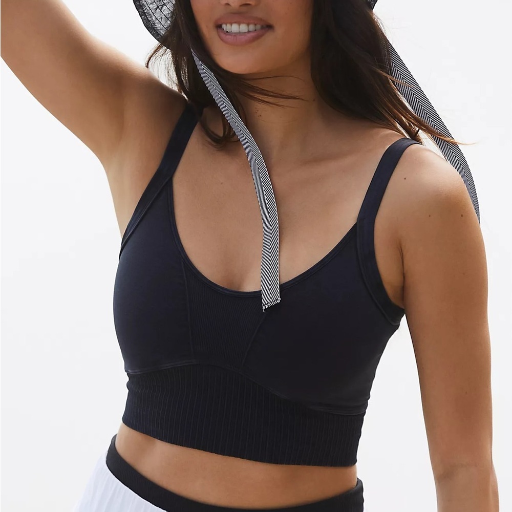 FREE PEOPLE | ✨NEW✨ Good Karma Scoop Neck Bra in Washed Black